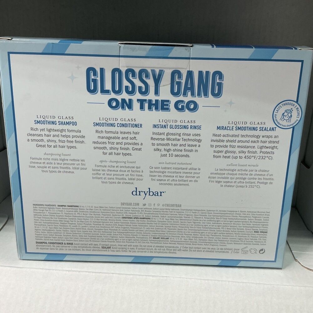 Drybar Glossy Gang On-The-Go Liquid Glass Smoothing Haircare Travel Set 4-Piece - Picture 3 of 3